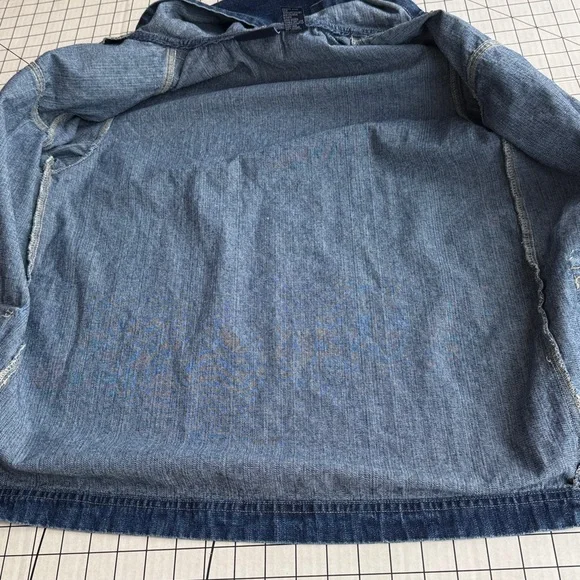 Vintage BLASSPORT Denim Hooded Jacket | 1990s Zip-Front Utility Jean Jacket - Picture 9 of 11